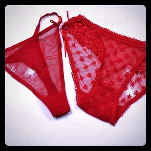 Red lace underware thong